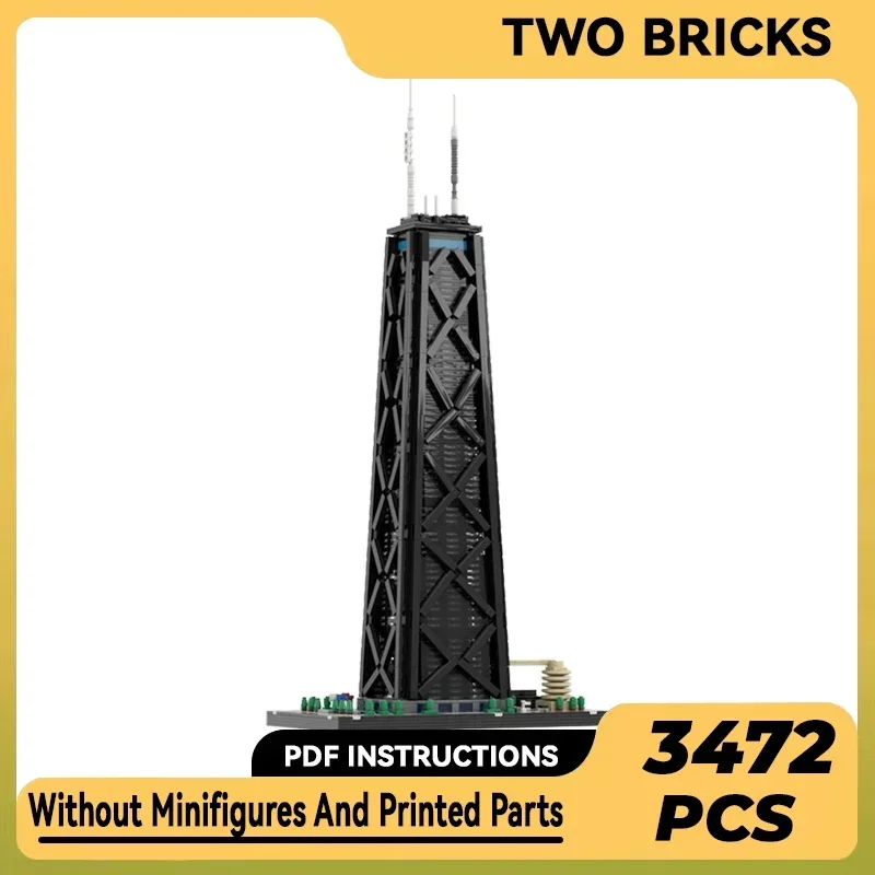 Модель City Street View Moc строительные кирпичи John Hancock Center VER 2 1:650 технологические блоки