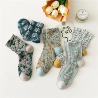 lace flower socks gift ethnic cute harajuku retro embroidery woman socks kawaii