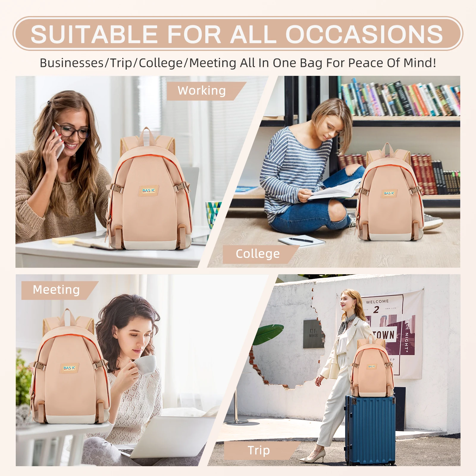 Школьный рюкзак унисекс нейлоновый большой емкости с застежкой-молнией