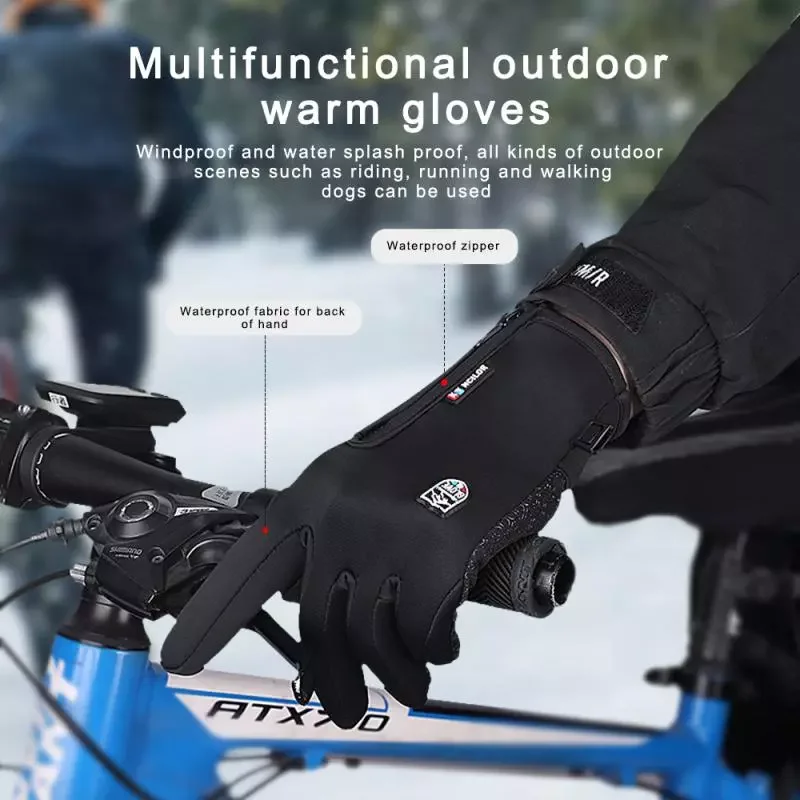 Riding Gloves Outdoor Windproof Gloves For Car Non-slip Waterproof Winter Touch Screen Gloves Cycling Fluff Warm Glove enlarge