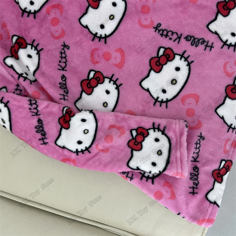 Новая фланелевая пижама Sanrio Y2k Kitty осенние пижамные штаны Hello женские теплые