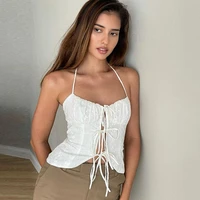 new solid color slim bandage straps corset top spring summer 2022 womens t shirt party club streetwear camis y2k clothes