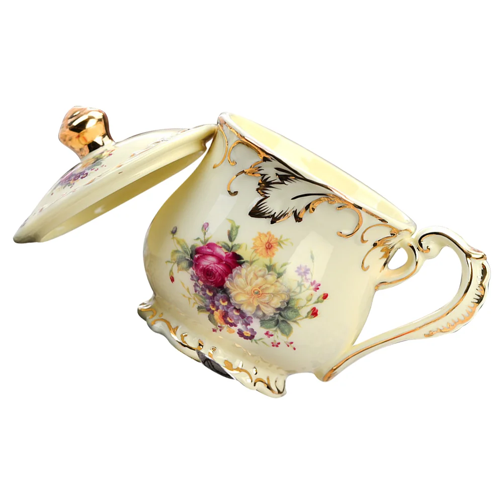 

Household Coffee Mug Decorative Ceramic Tea Cup Retro Drinking Cup with Lid