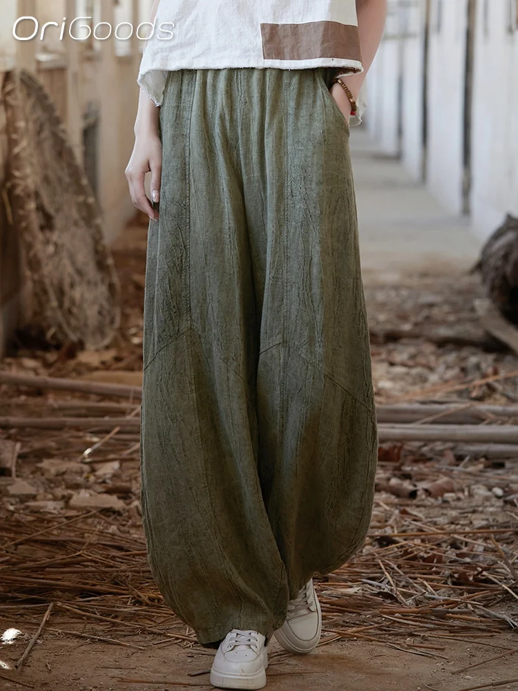 Новинка 2024 летние тонкие брюки из хлопка и льна в японском стиле размеры B209