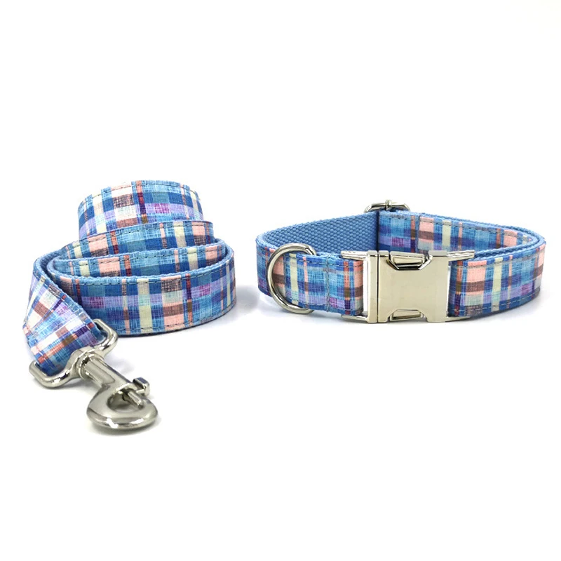 

Luxury Personalized Pet Collar Leash Set Customized Nameplate ID Tag Adjustable Soft Suede Fabric Cat Dog Collars Lead