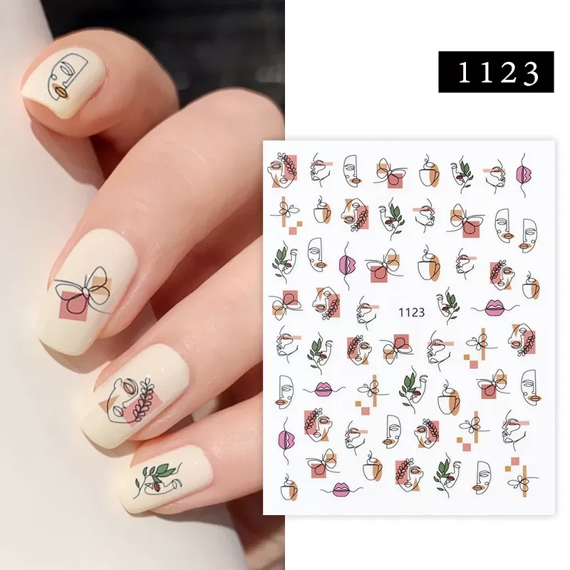 

NEW Sale 3D Nail Sticker Lady Face Geometric Stickers for Nails Abstract Image Design Nails Accessories Manicure Stickers