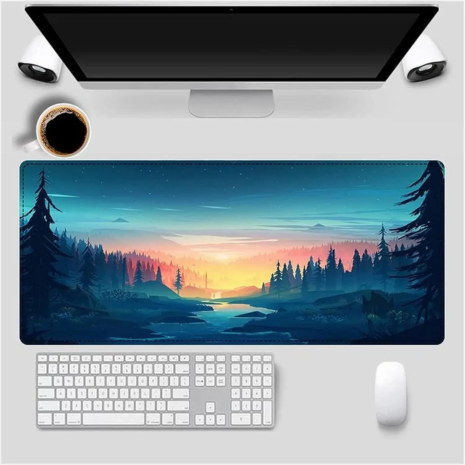 

Laptop Gamer Mousepad Large Locking Edge Keyboard Mouse Pad Deep Forest Firewatch 40X90cm Deak Mat for CSGO LOL DOTA VALORANT