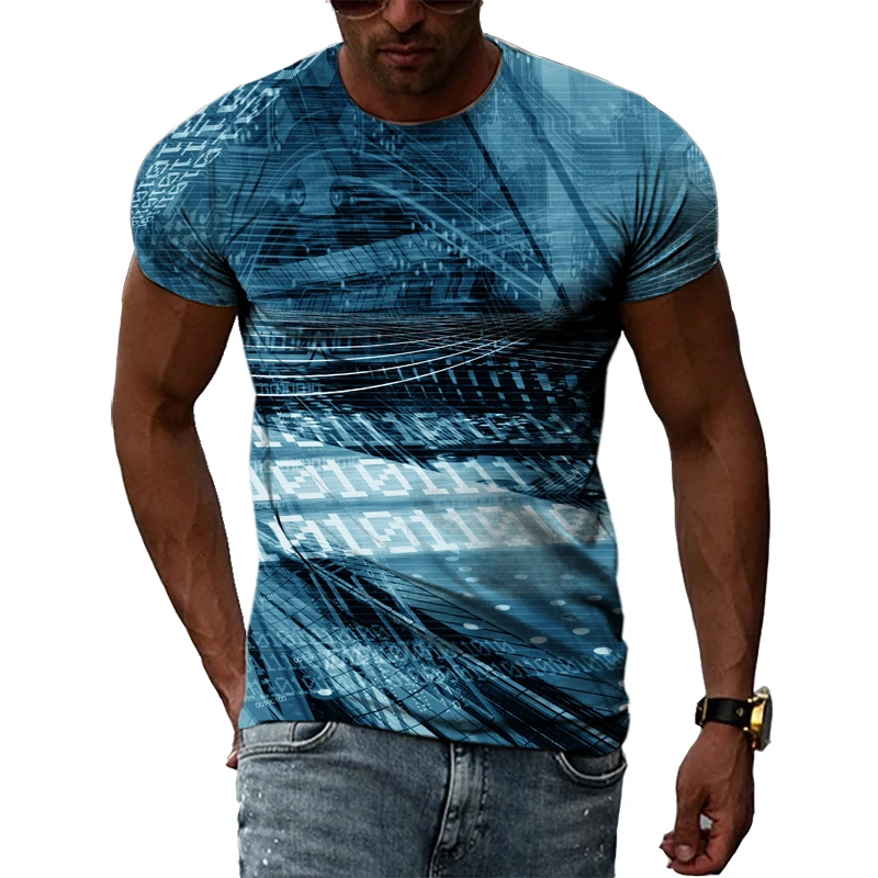 Футболка мужская с 3D-принтом Модная стильная тенниска для технологических