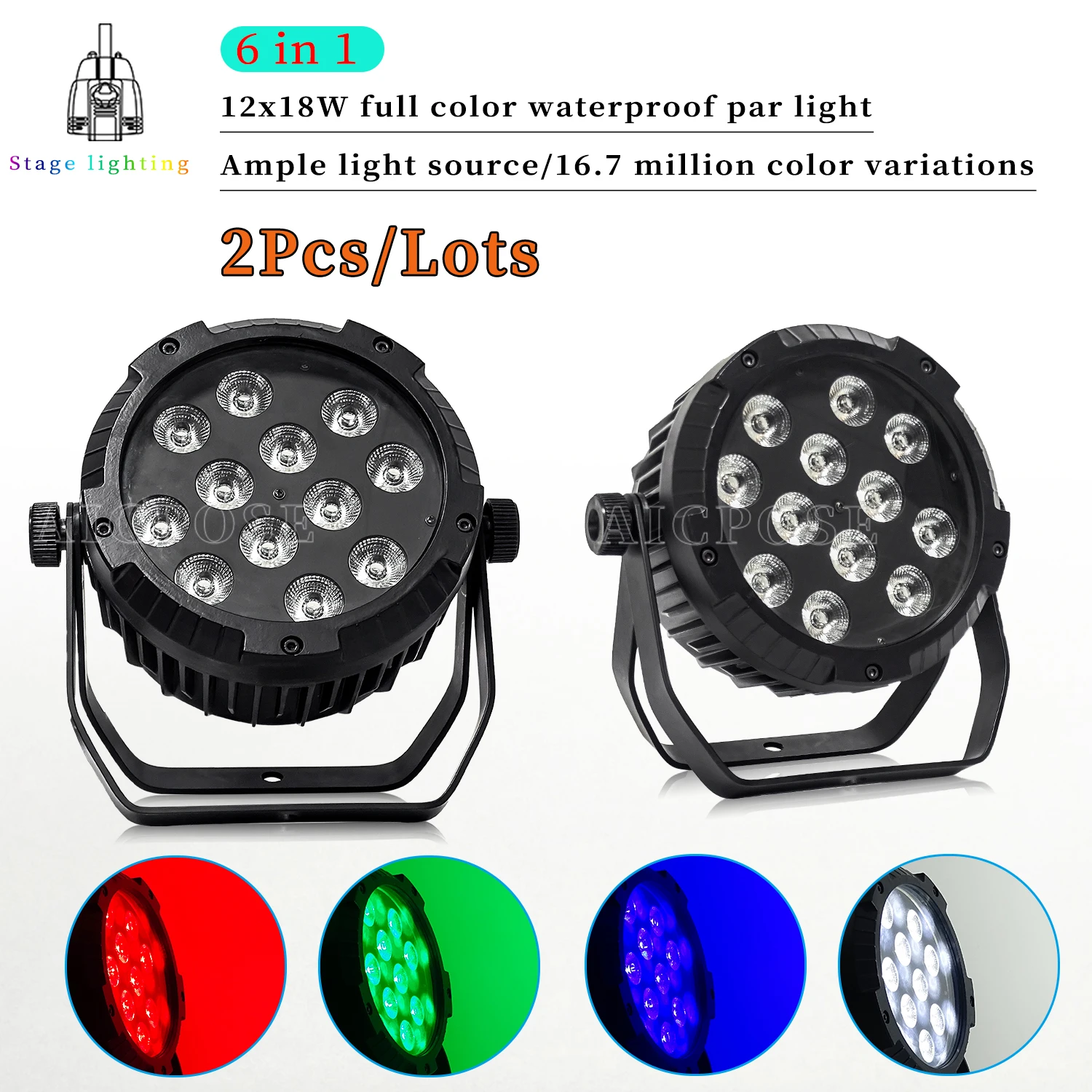 

2Pcs/Lots 12x18W RGBW 4 in 1 LED Par Light 12x18W RGBWA UV 6 in 1 Stage Light IP65 Waterproof Outdoor Performance Party DJ Disco