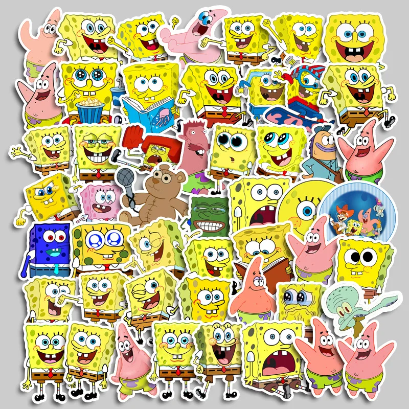 

50PCS Anime Cartoon SpongeBobs Graffiti Stickers DIY Scrapbooking Idol Cards Diary Album Decorative Label Korean Stationery