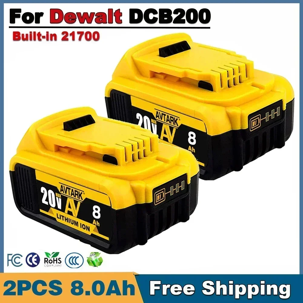 Оригинальный литиевый сменный аккумулятор DCB200 20 в 8000 мАч для Dewalt 18 DCB184 DCB182 DCB180 DCB181