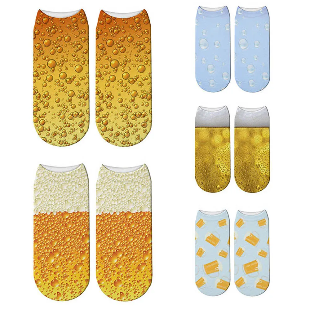 

New Funny Fashion Harajuku Women Socks Novelty 3D Printed Beer Pattern Sokken Hiphop Solid Cotton Cool Sox Party Gift Dropship