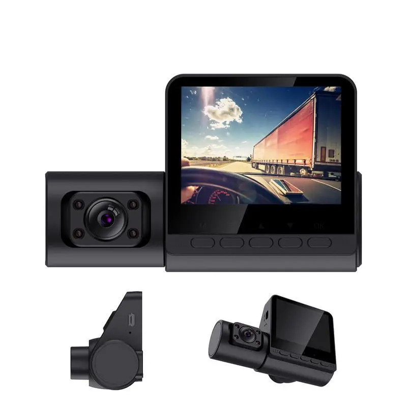 

3 Way Dashs Camera Car Security Camera 360 170Wide Angle 2.4in IPS Screen Waterproof Cam Night Vision Loop Recording HD 1080P