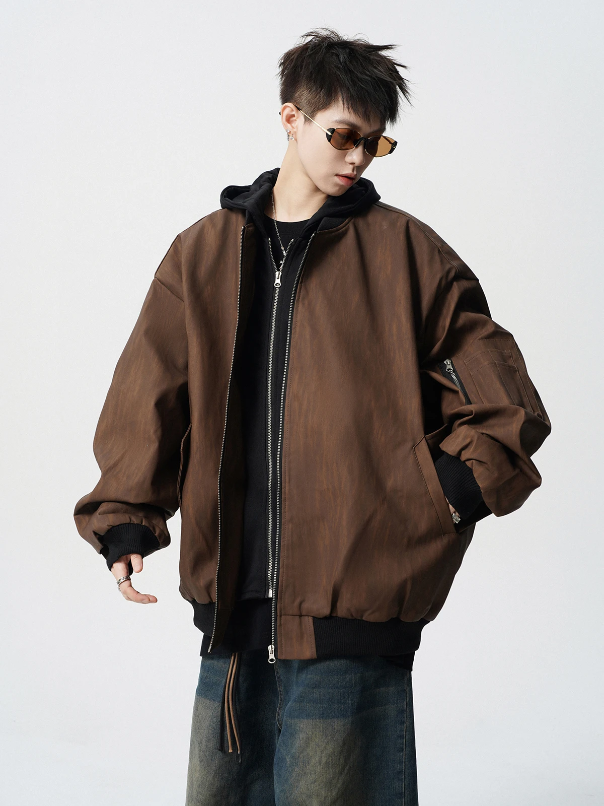 Оригинальная искусственная двухсекционная кожаная куртка на хлопковой