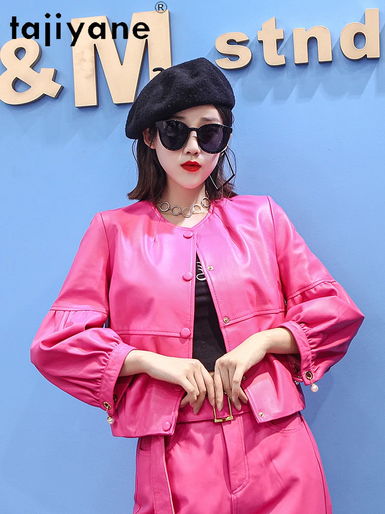 Женская кожаная куртка Tajiyane Куртки из натуральной овечьей шкуры одежда в