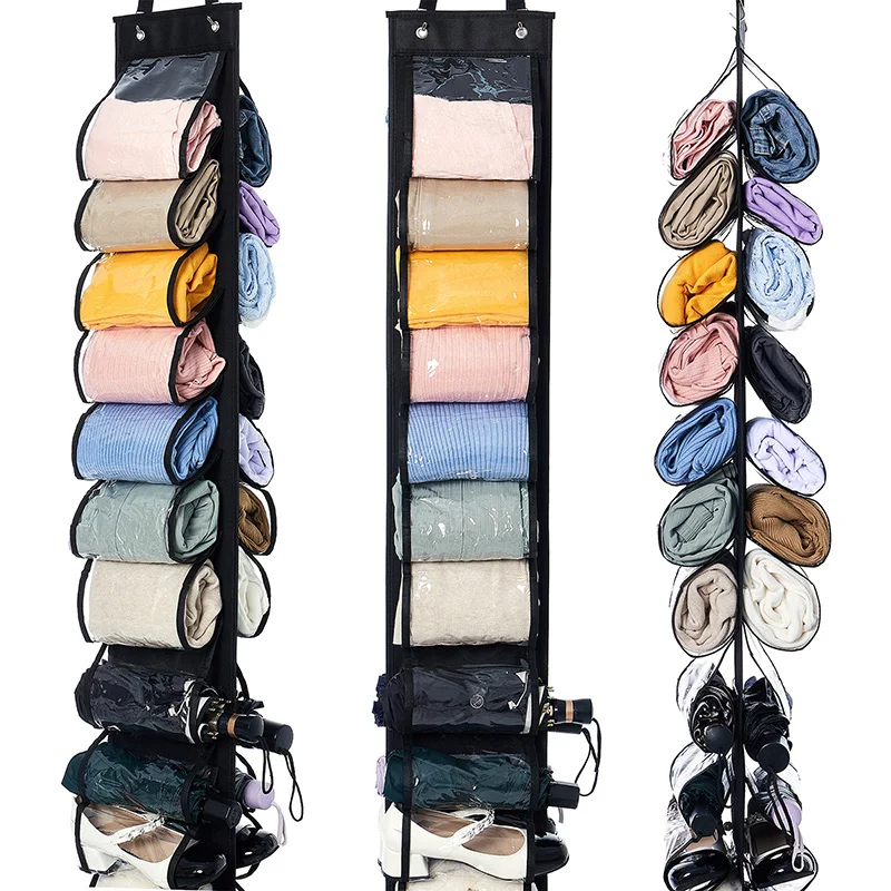 

Clothes Closets Roll Holder Space Saver Clothes Hanging Organizer with 12 Roll Compartments