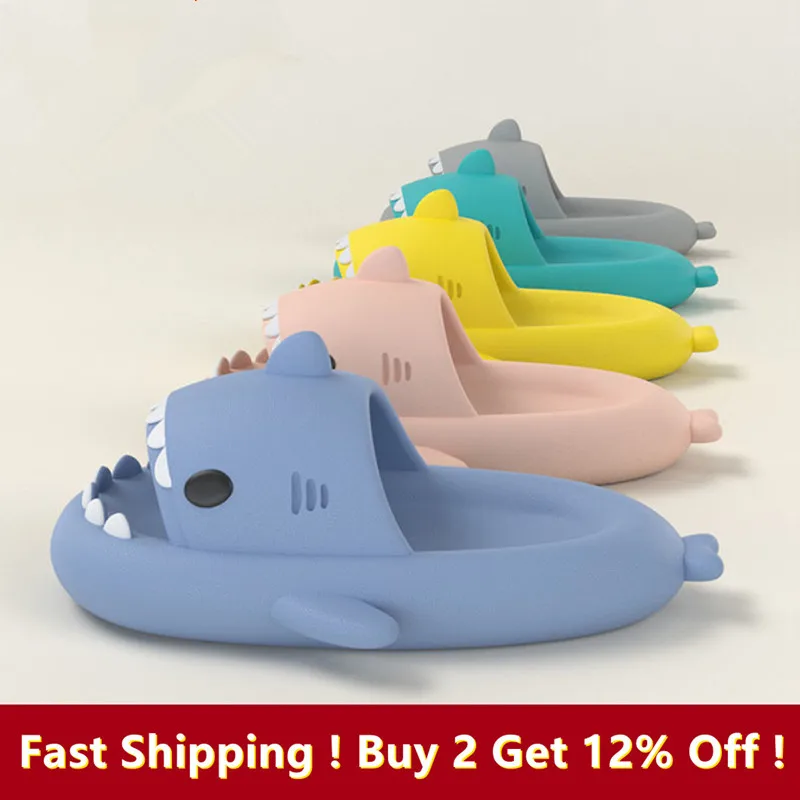 

Cute Shark Slippers Non-Slip Slippers Summer Men Anti-Slip Novelty Open Toe Slides Lightweight Sole Sandals Casual Beach Shoes