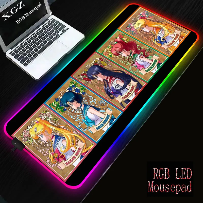 

Cute Cartoon Girl Mouse Pad XL XXL Large Natural Rubber Gamer Gaming RGB LED Mausepad Desk Mat Game Accessories PC Keyboard Pads