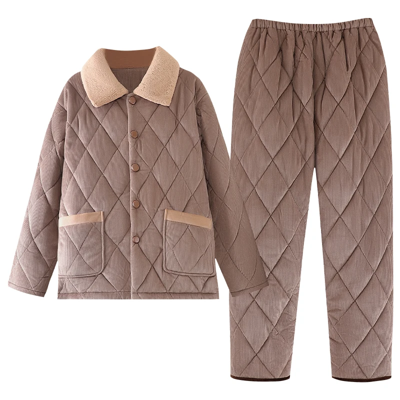 Мужской однотонный пижамный комплект зимняя толстая теплая фланелевая пижама