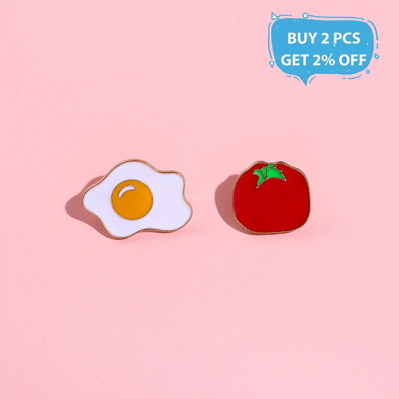 Мультяшные эмалированные булавки с изображением томатного жареного яйца милые