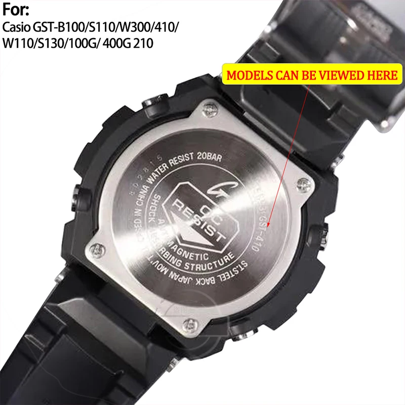 Resin Strap Watch Accessories for Casio GST-210 GST-S130 S110 S100 W130L W100 W110 Men's Waterproof Band Stainless Steel Loop