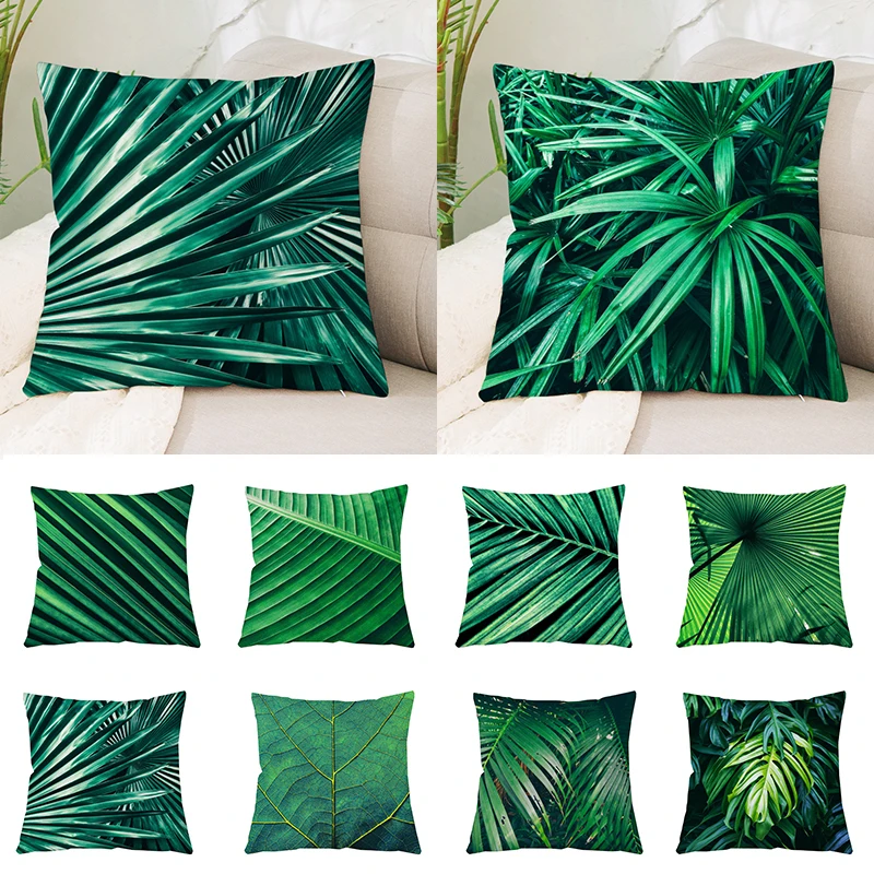 

45*45 см чехол с зеленой подушкой, чехол с тропическими зелеными листьями, наволочка для дивана, домашний декор, наволочки для подушек, чехол д...