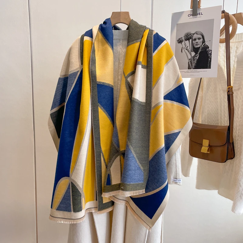 

2023 Женская кашемировая Толстая шаль, шарф, Роскошные теплые дорожные пашминовые палантины, женское повседневное одеяло, палантины