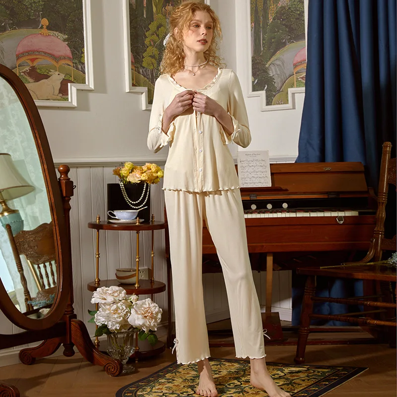 Women's Black Sexy Sling Cardigan with Chest Pad Modal Pajama Sets Three Piece Sleepwear Pajamas