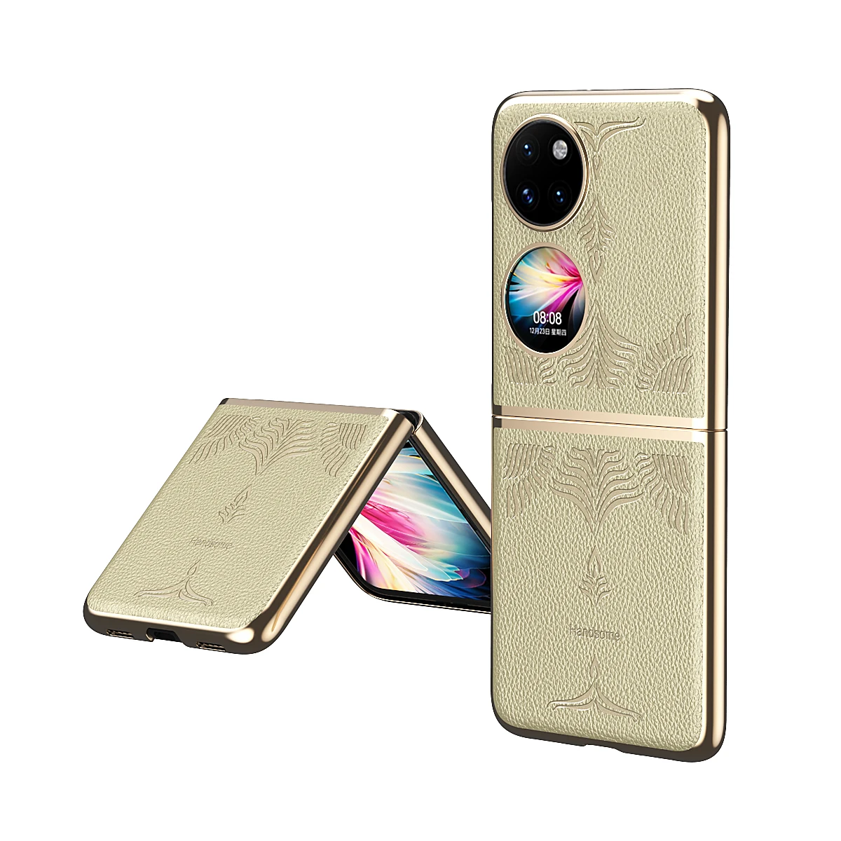 

For Huawei P50 Pocket Luxury Cover P50pocket Genuine Leather Hard Back for Huawei P 50 Pocket Phone Case
