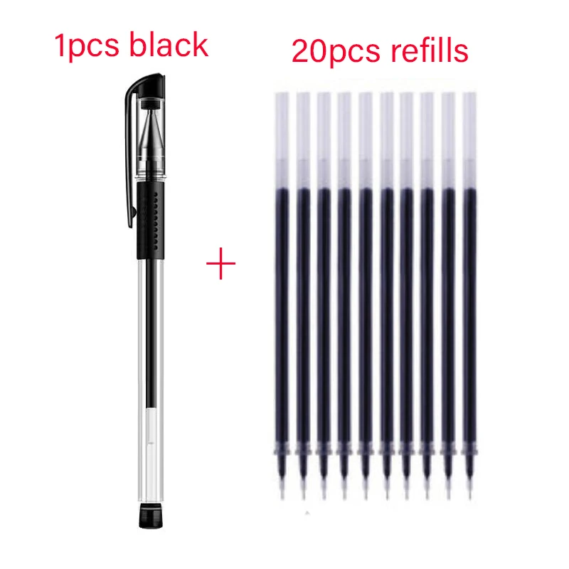 

21PCS European Standard Simple Gel Pens 0.5mm Black Blue Red Ink Office Children Stationery Refill for Writting Ballpoint Pen