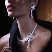 soramoore new 4 pcs shiny luxury bangle earrings necklace ring jewelry set brides wedding jewellery full cz charm high quality