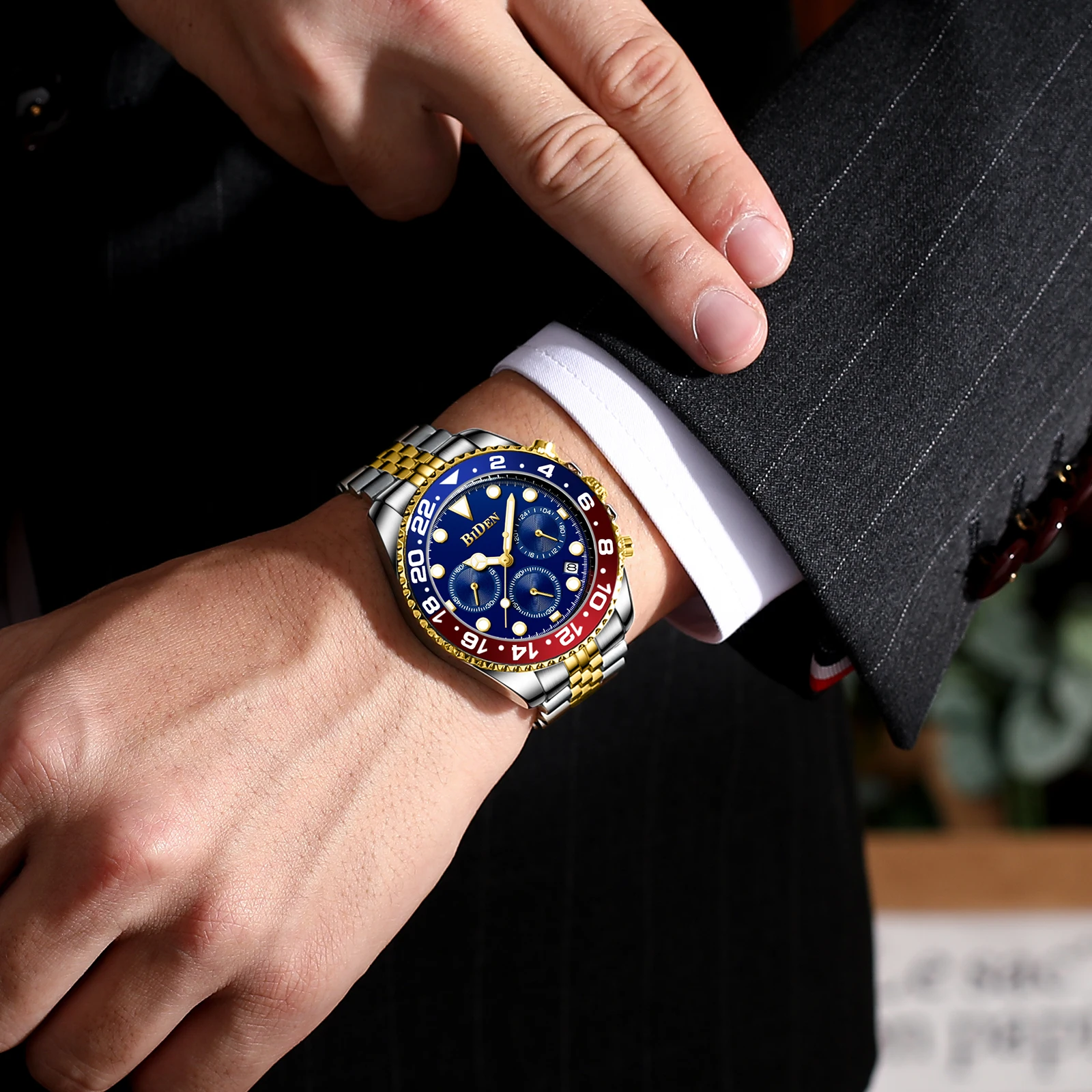 Мужские кварцевые часы с хронографом водонепроницаемые класса ААА роскошные