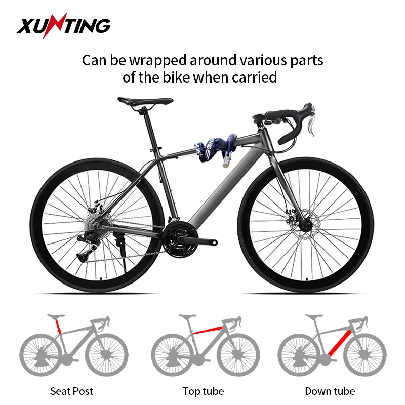 Xunting Bike Chain Lock Safe Metal Anti-Theft Heavy Duty Chain Lock with key Security Reinforce Cycling Bicycle Lock Accessories
