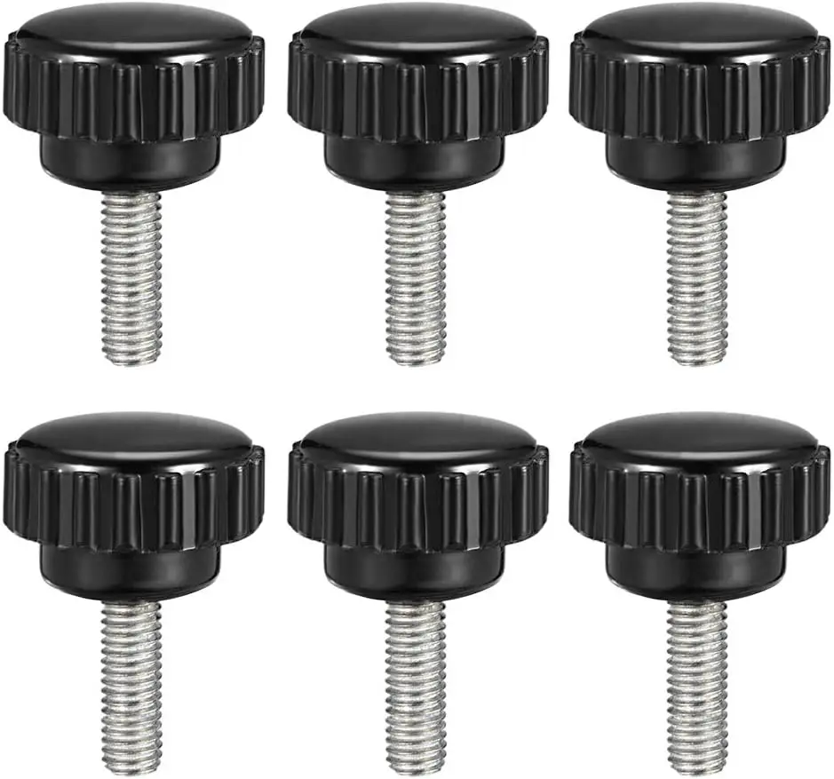 

M5 x 16mm Metric Male Thread Knurled Clamping Knobs Grip Thumb Screw on Type Plastic Threaded Hand Bolt Knobs Black 6 Pcs