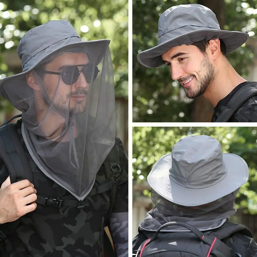 

Складная противомоскитная рыболовная шляпа унисекс с защитой от насекомых для улицы солнцезащитный Зонт сетчатая шляпа с москитной сеткой...