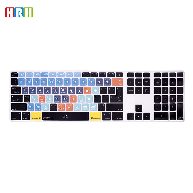 HRH Shortcut Hotkey Keyboard Cover Skin For Apple IMac G6 MB110LL/B and MB110LL/A A1243 Keyboard with Numeric Keypad NumberPad