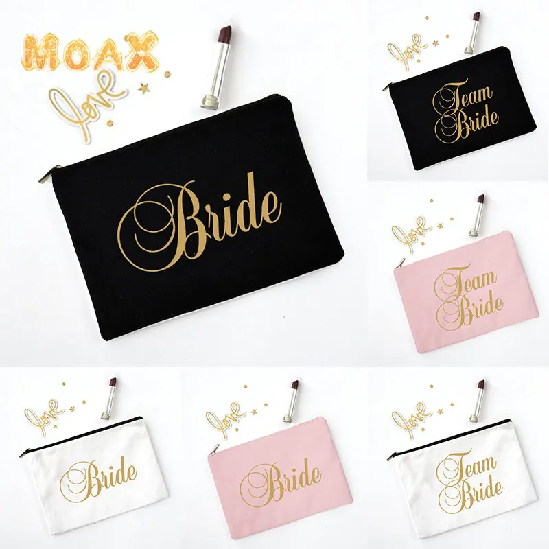 

Bachelorette Party Cosmetic Bags Team Bride Makeup Bag Bridesmaid Toiletries Organizer Female Storage Make Up Case Wedding Gifts