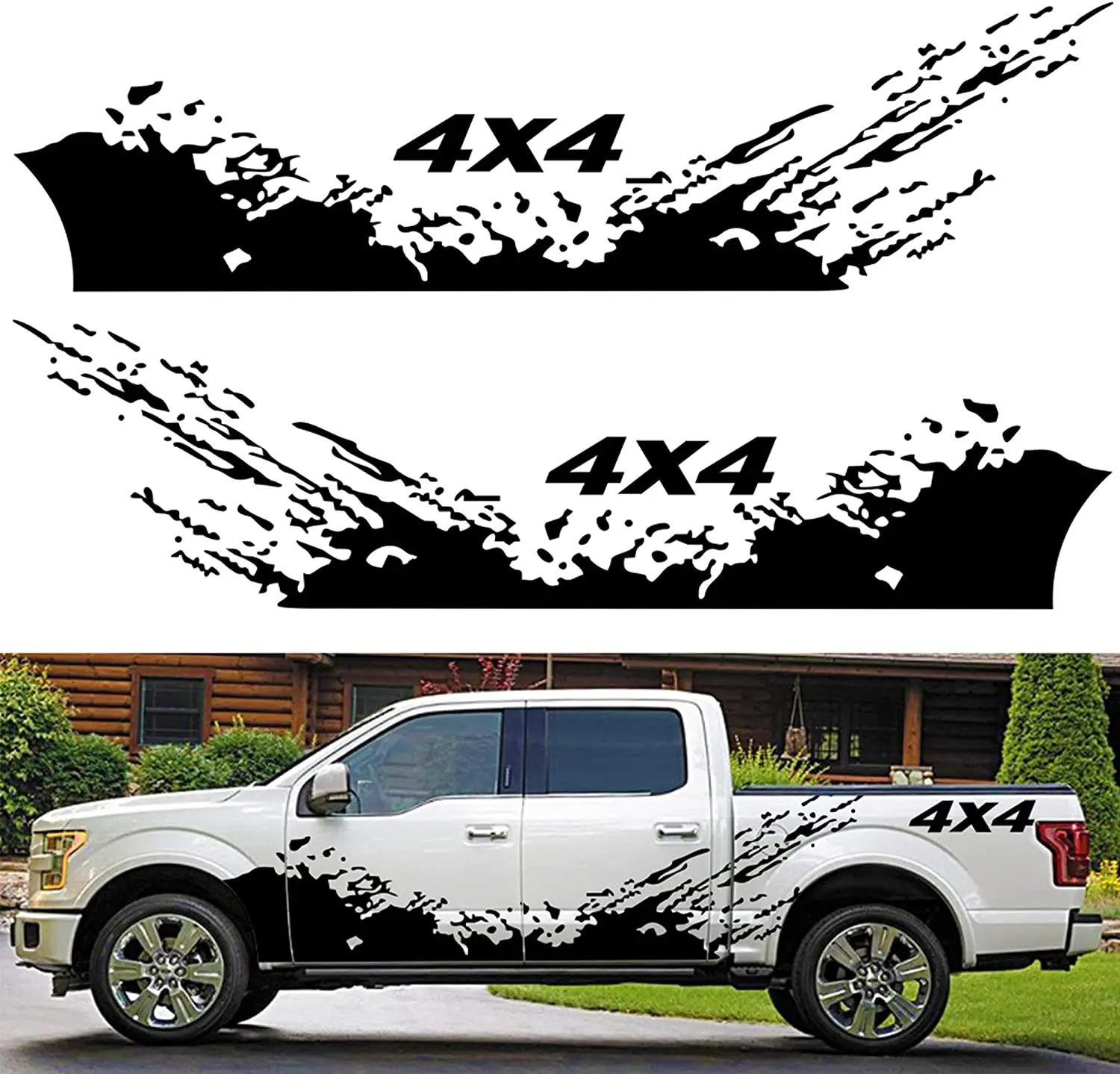 

Fochutech Truck Car Stickers Large Car Side Decals for Truck Pickup SUV Racing Stripes Car Stickers 4x4 Waves Graphics