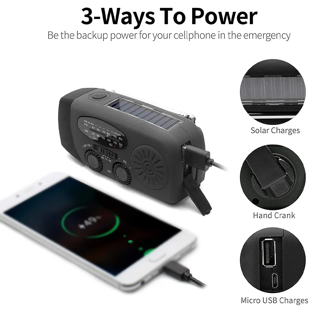 multifunctional radio hand crank solar dynamo powered amfmnoaa weather radio use emergency led flashlight phone charger free global shipping