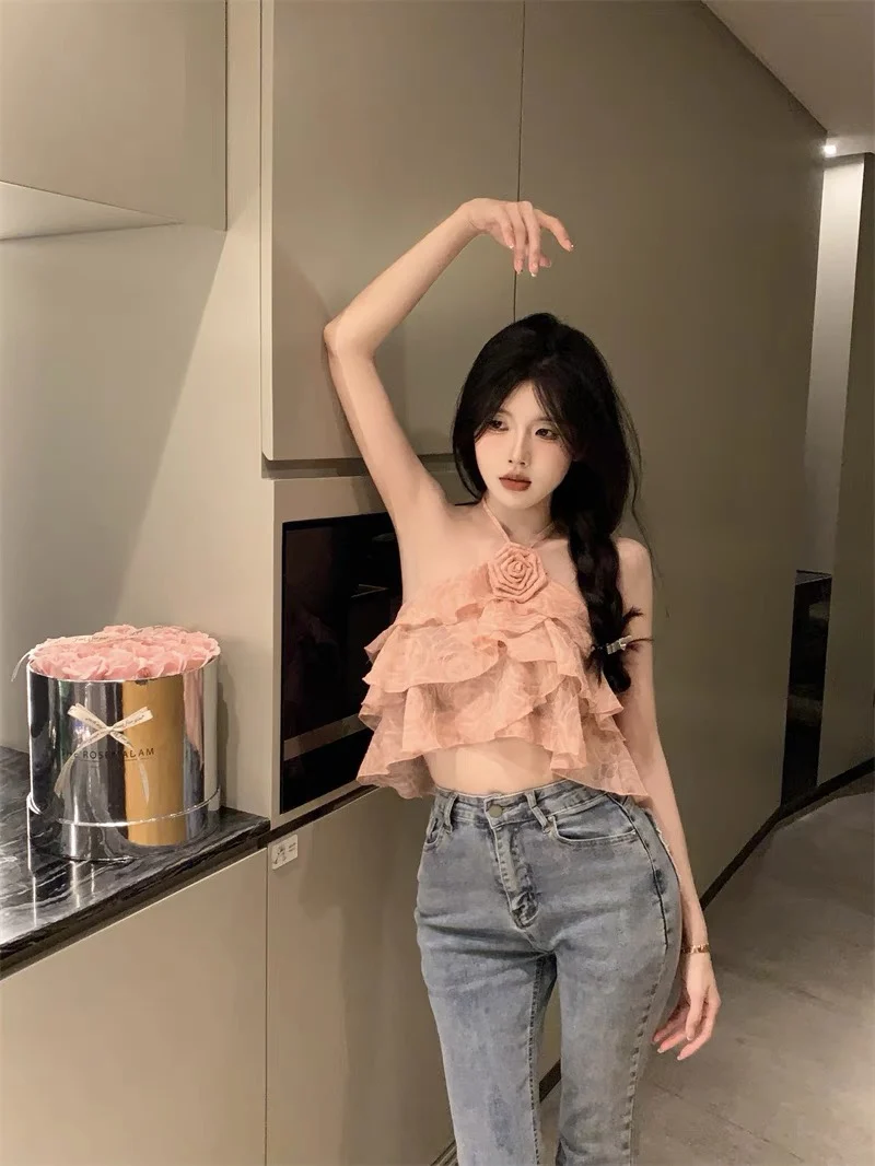 

2023 spring and summer women's clothing fashion new Halter Outerwear Camisole 0428