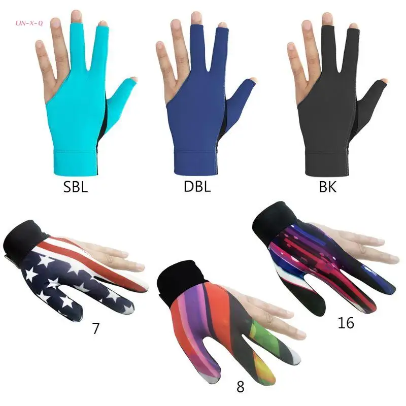 

Y51D 3 Fingers Billiards Gloves Pool Cue Gloves Elastic Show Shooters Pool Snooker Players Gloves Breathable Anti-Skid Glove