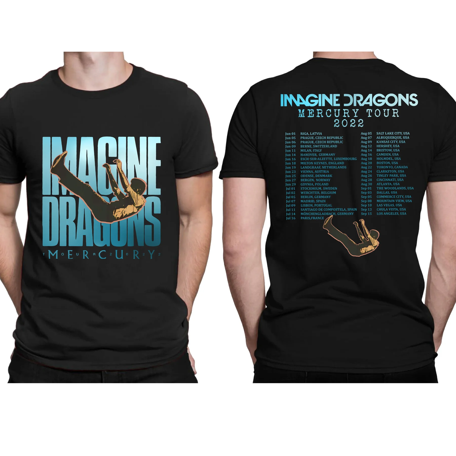 

Amazing Tees Men T Shirt Double-sided Casual Imagine Dragons Mercury Tour 2022 Oversized T-shirt Male T-shirts Graphic S-3XL