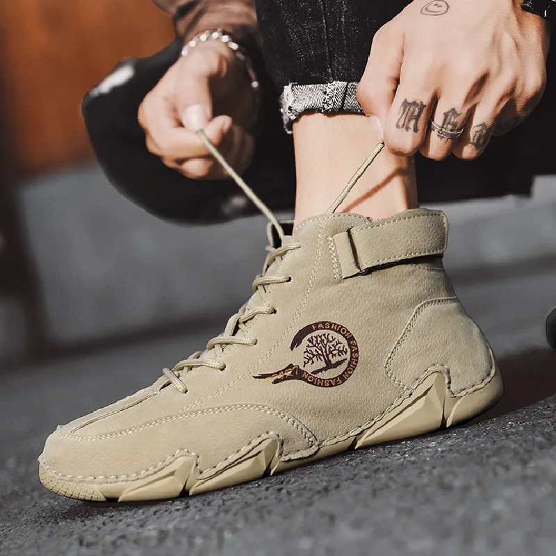 

Genuine Leather Boots Men Winter Shoes 2023 Waterproof for High Top Sneakers Luxury Footwear Casual Motorcycle