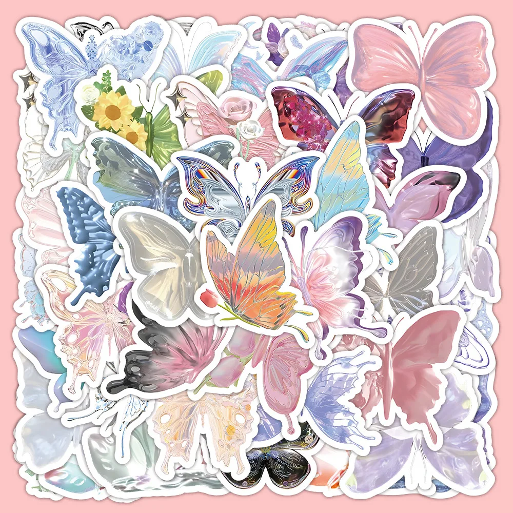 

10/30/63pcs Sparkly Butterfly Stickers Aesthetic Cute Decals Skateboard Notebook Phone Fridge Phone Car Waterproof Graffiti Toys