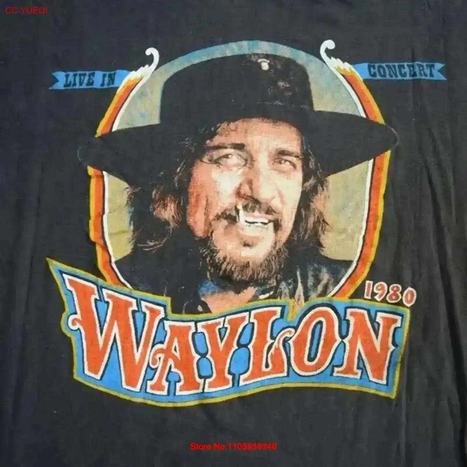Фото Забавная музыкальная футболка Waylon Jennings, одежда в стиле кантри для фанатов, винтажный стираный универсальный топ, повседневная одежда, растянутый слегка №1