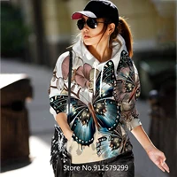 2022 women fashion hoodies butterfly flower graphic female casual sweatshirts cute pullover
