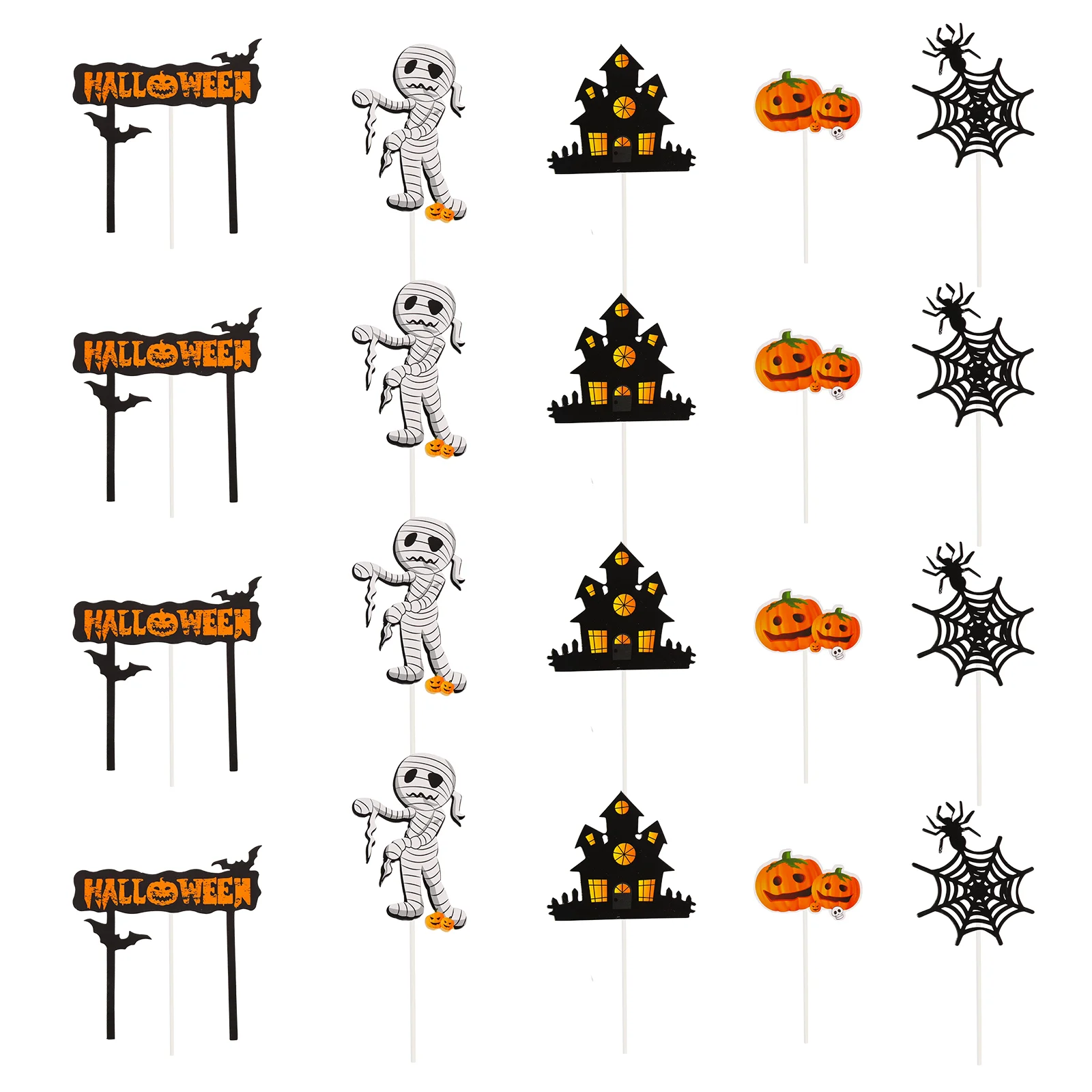 

25 Pcs Blue Decor Halloween Cake Insert Party Props Creative Cupcake Inserts Birthday Dessert Toppers Paper