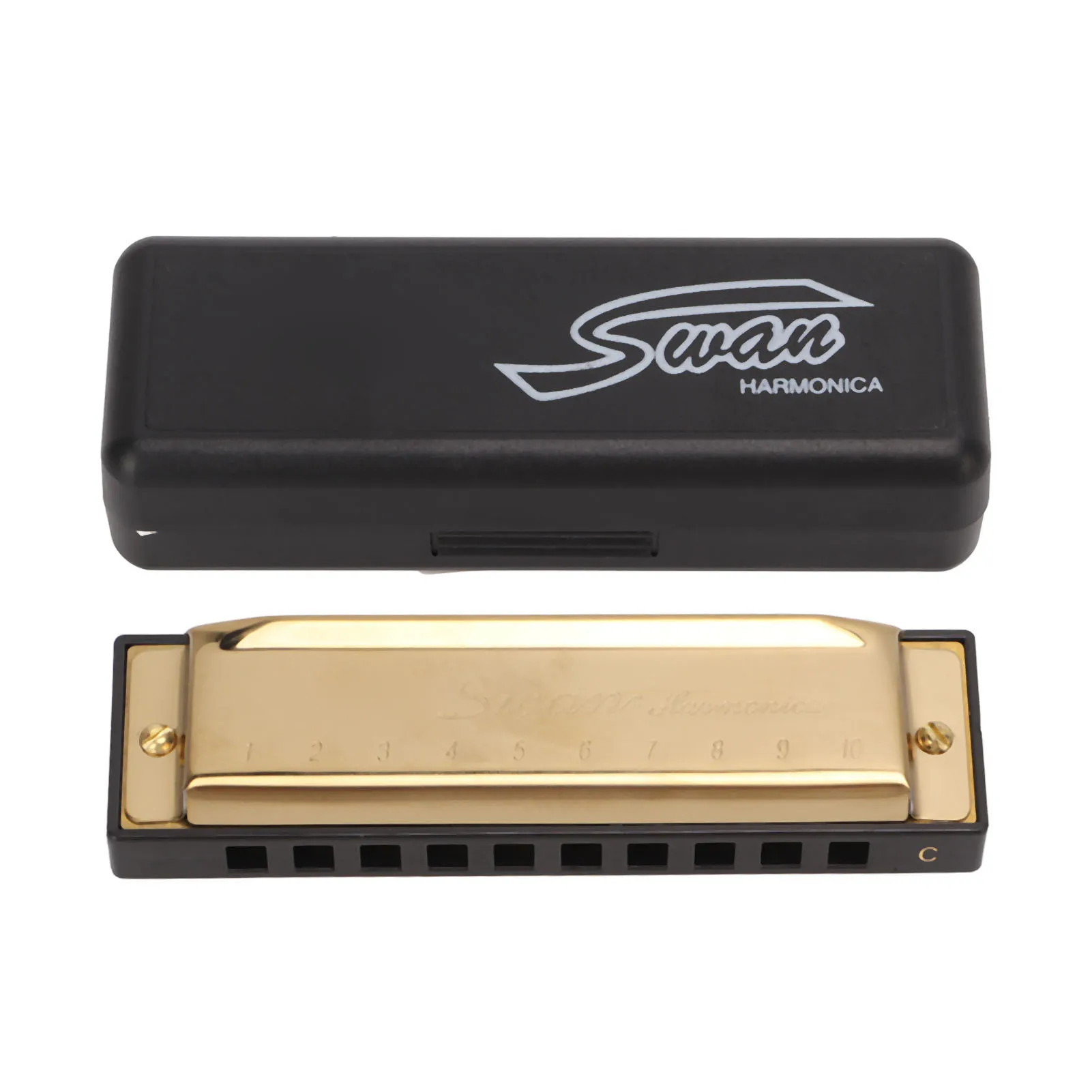 Гармоника Хромированная медная пластина Golden 10 Hole 20 Tone C Key Mouth Organ Инструмент для