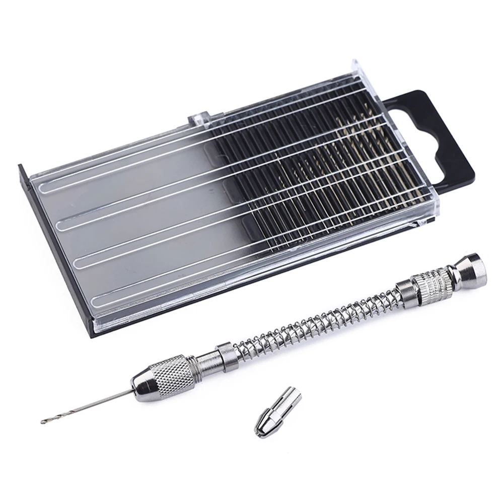 

0.3-1mm Hand Drill Portable Mini For Electronics Pin Vise Practical Jewelry Drilling Tool Super Thin With 20pcs Drill Bits