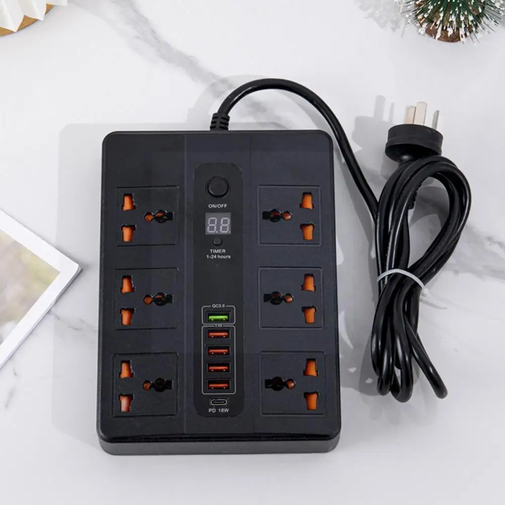 

6 Ports 20w Pd Qc3.0 Usb Fast Charger Type C Quick Charge Station Adapter 3000w 6 Ac Outlets Power Strip For 12 Sams E6c4